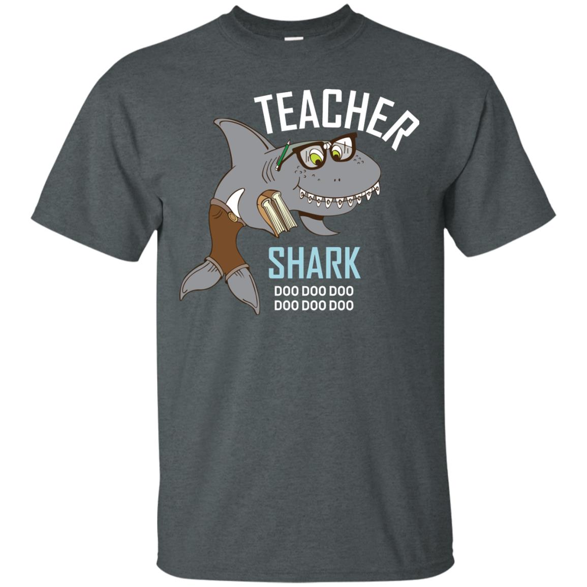 Teacher Shark Doo Doo Doo Family Shark Shirt Dark Heather