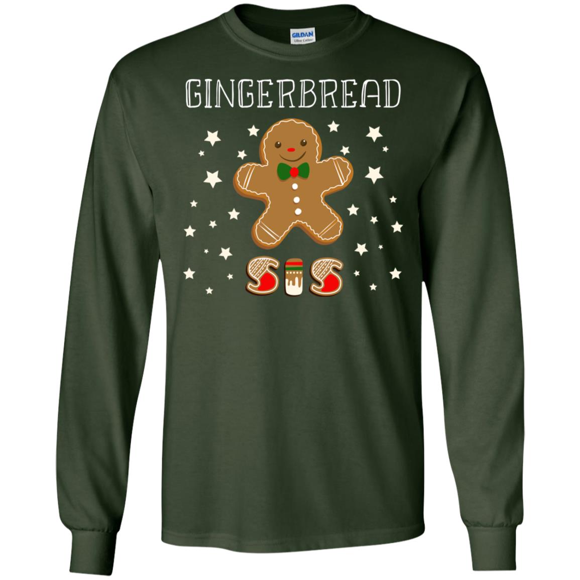 Gingerbread Sister X-mas Gift Family Shirt For Girls Forest Green