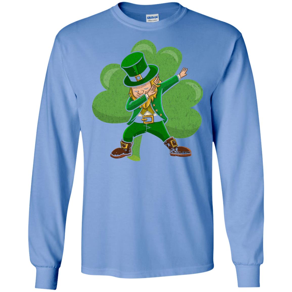 Funny Dabbing Leprechaun Shirt St Patricks Day T-shirt Carolina Blue