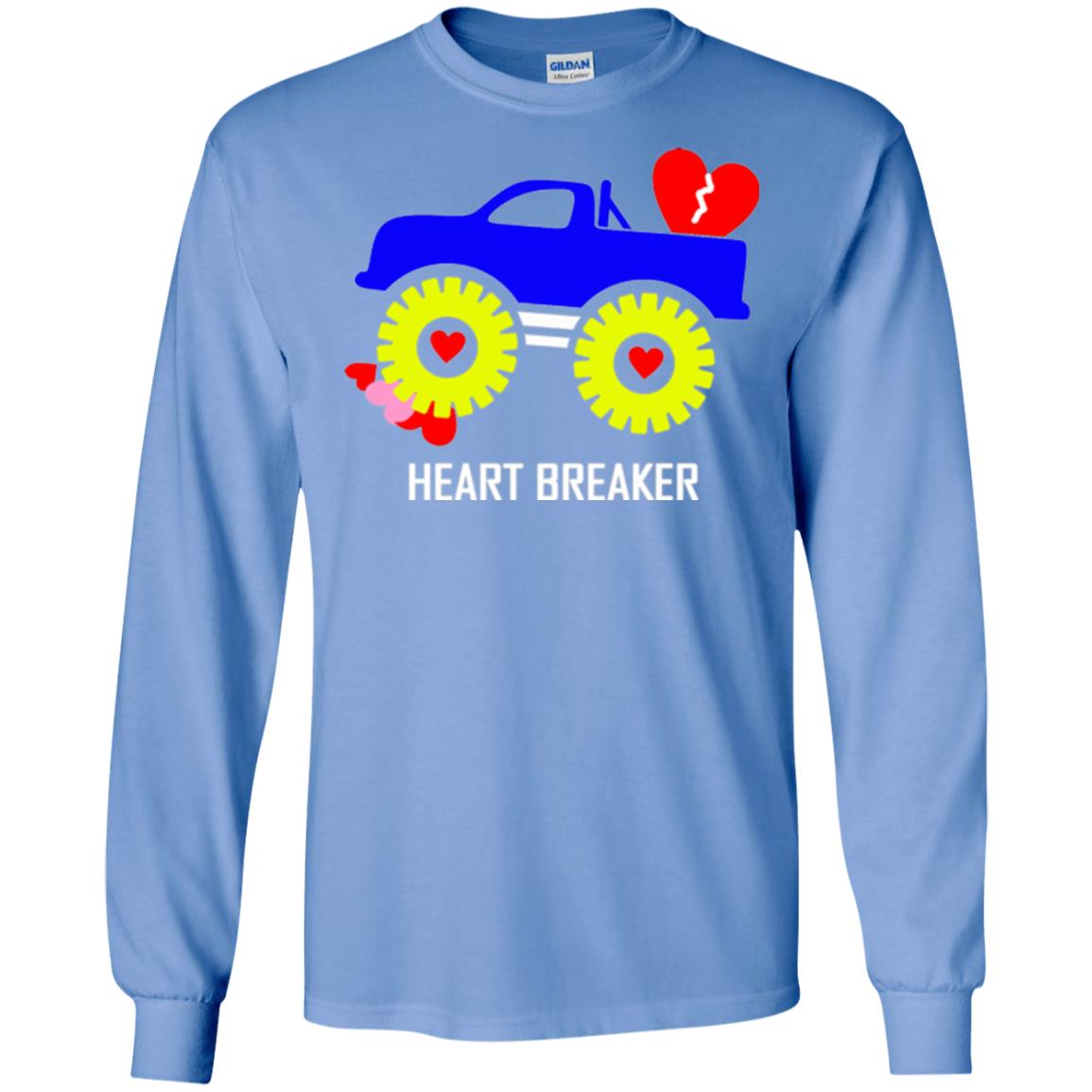 Heart Breaker Cute Blue Monster Truck Valentine_s Day T-shirt Carolina Blue