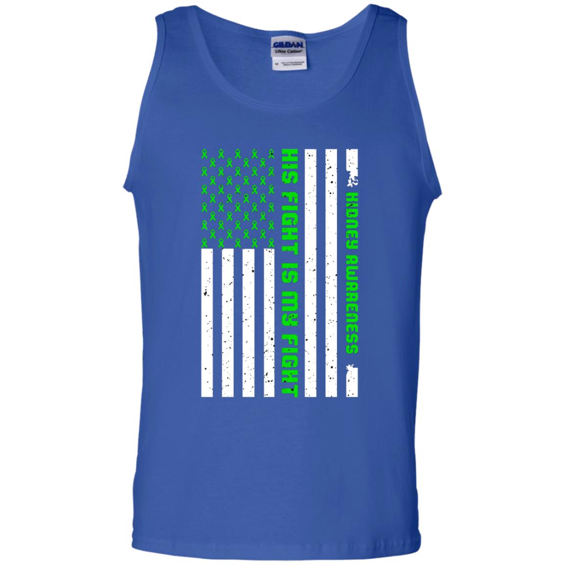 Kidney Awareness His Fight Is My Fight Kelly Green Ribbon Stars Flag Of Usa Shirt Royal
