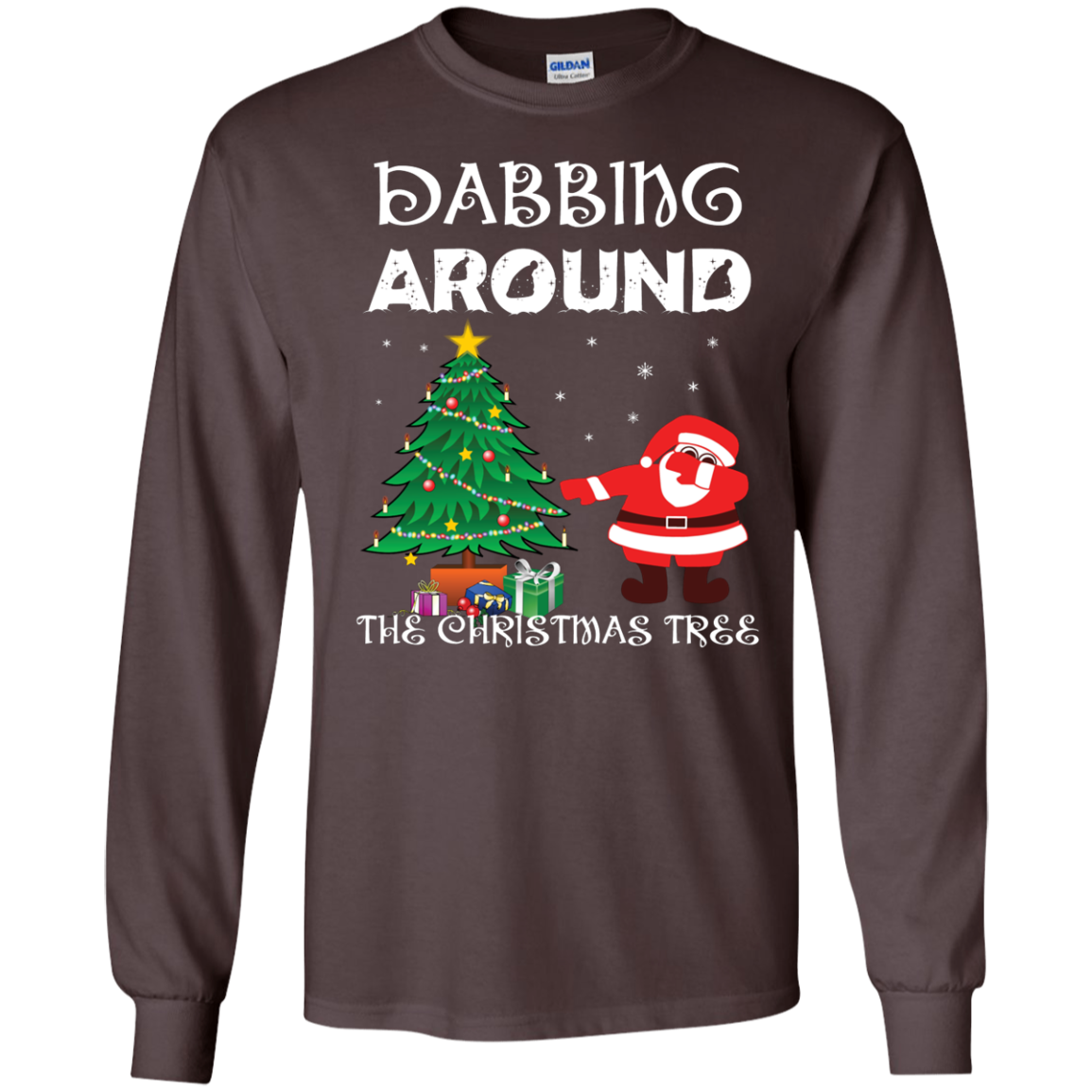 Christmas T-Shirt Dabbing Around The Christmas Tree Dark Chocolate