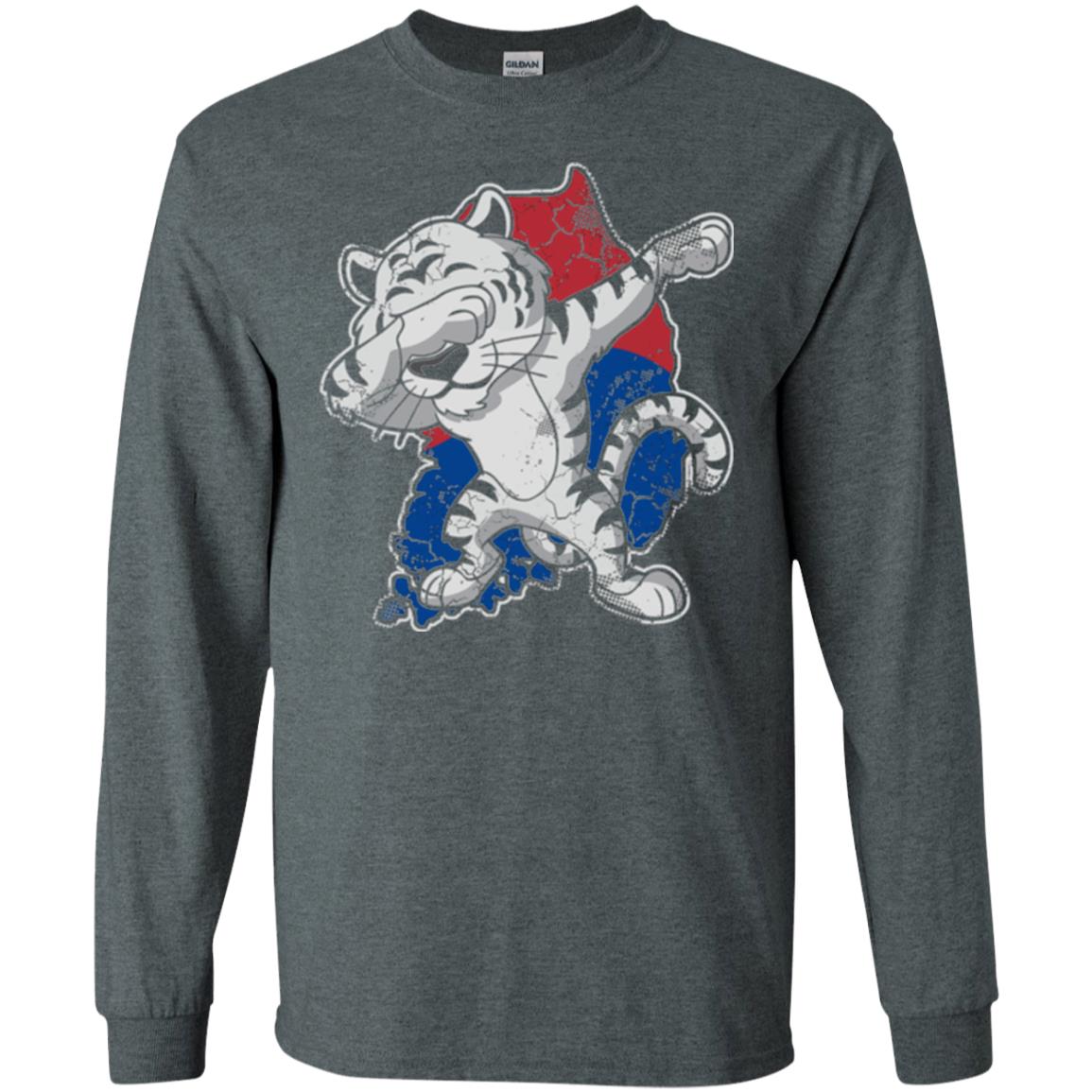 Dabbing White Tiger South Korea Flag T-shirt Dark Heather