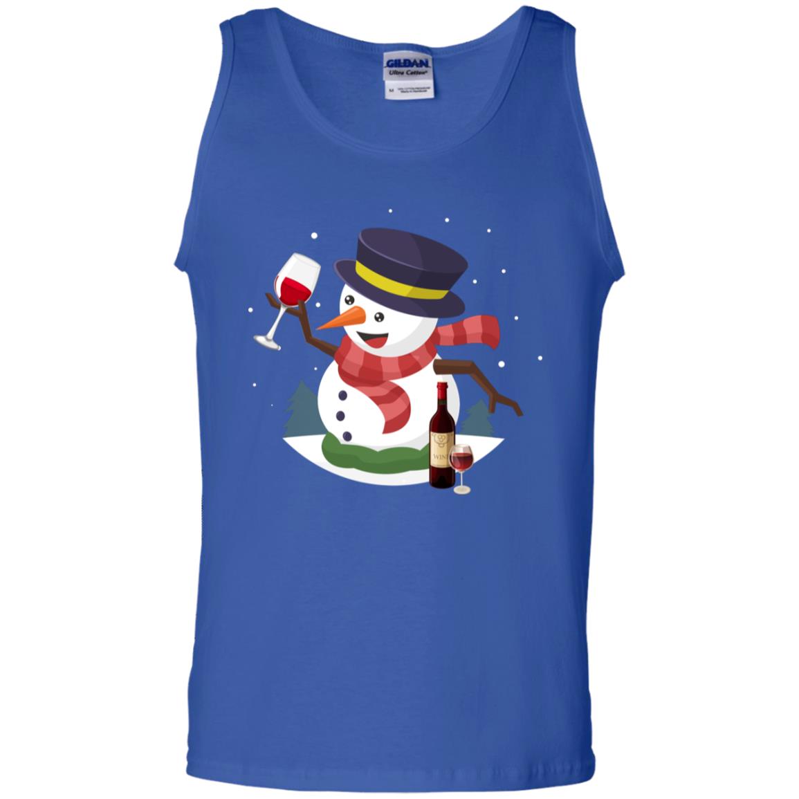 Snowman Cheer Up Wine Drinking Lovers Merry X-mas Gift Shirt Royal