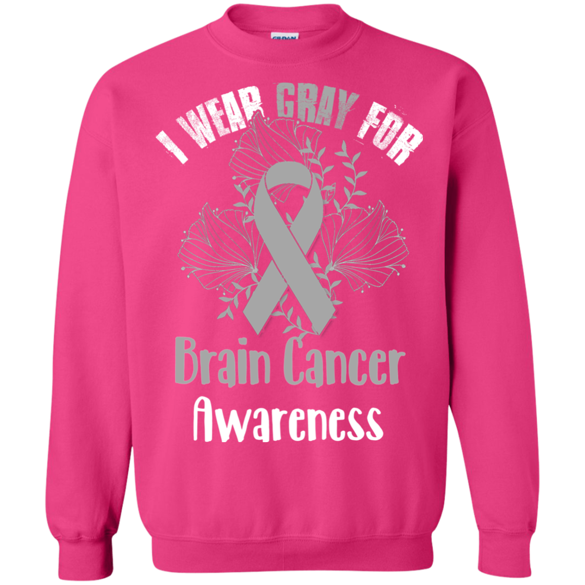 I Wear Gray For Brain Cancer Awareness T-shirt Heliconia