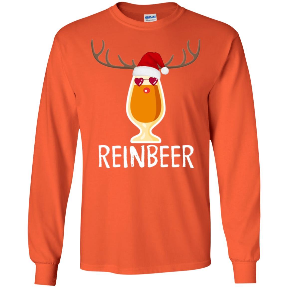 Beer Lover T-shirt Reinbeer Mery Christmas Orange