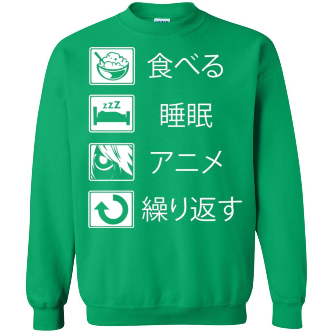 Anime Binge T-shirt Eat Sleep Anime Repeat Irish Green
