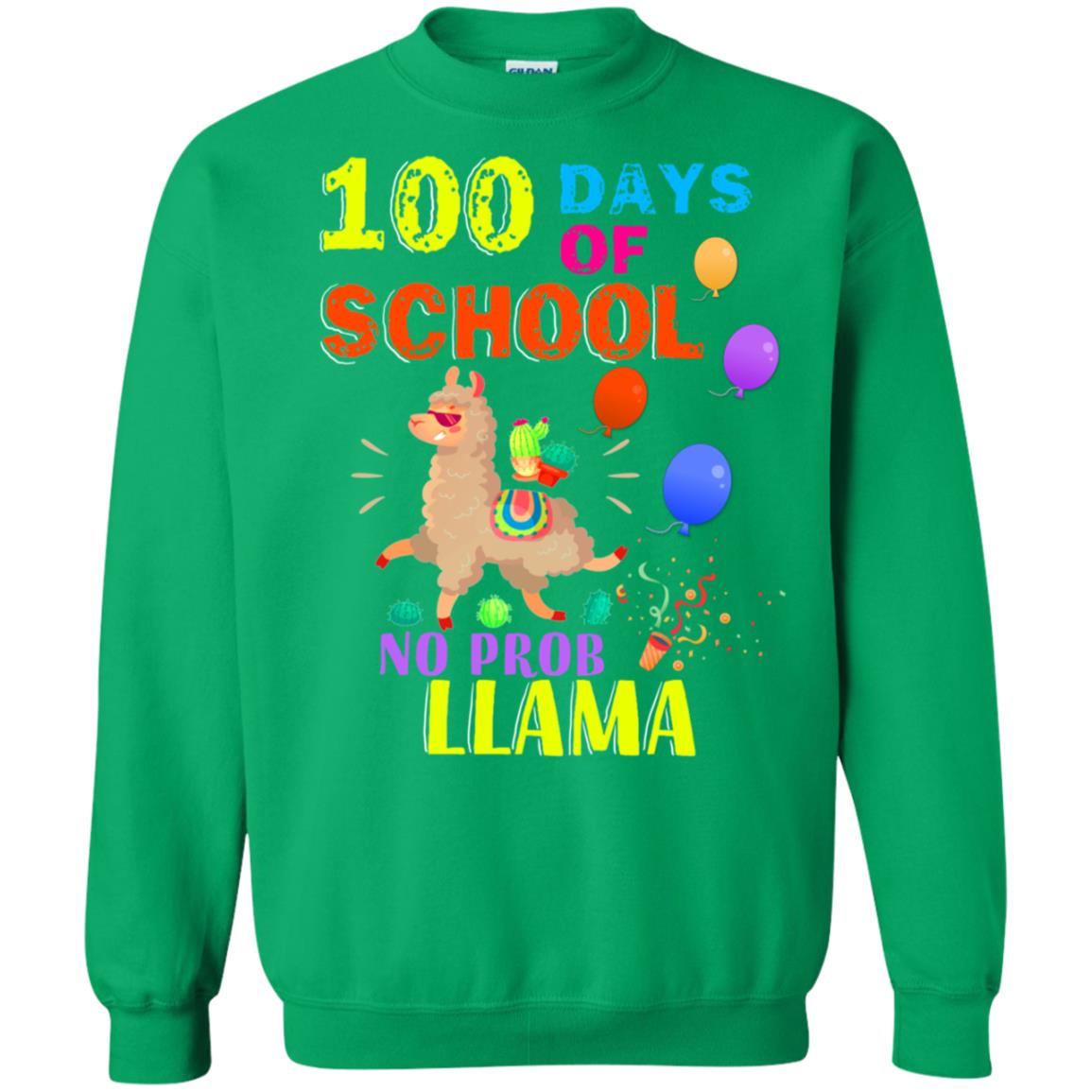 100 Days Of School No Probllama Shirt Irish Green