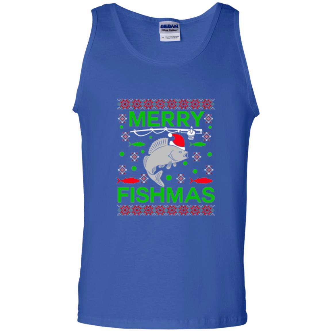 Christmas T-shirt Merry Fishmas Merry Christmas Fisherman Royal