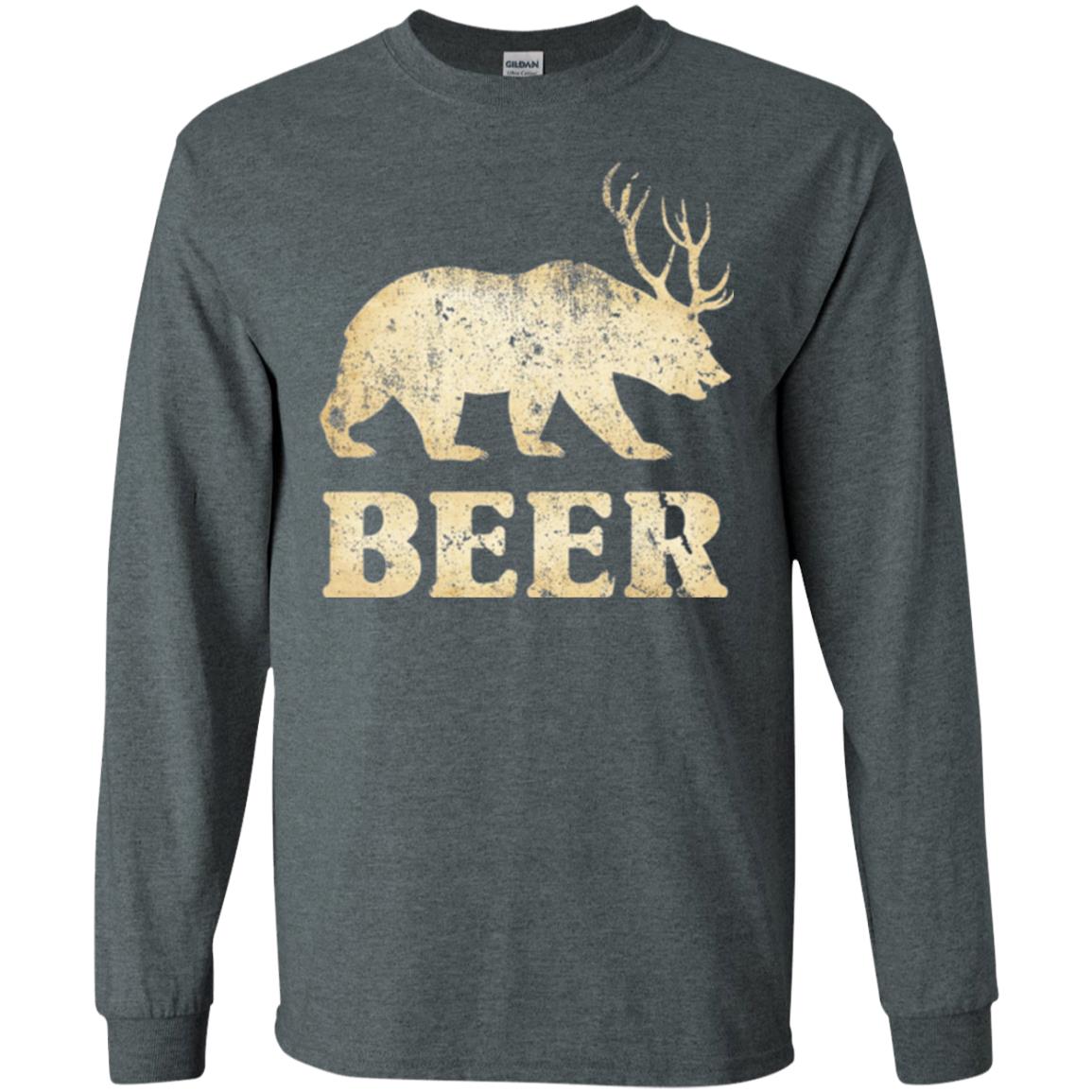 Beer T-shirt Vintage Bear Deer Dark Heather