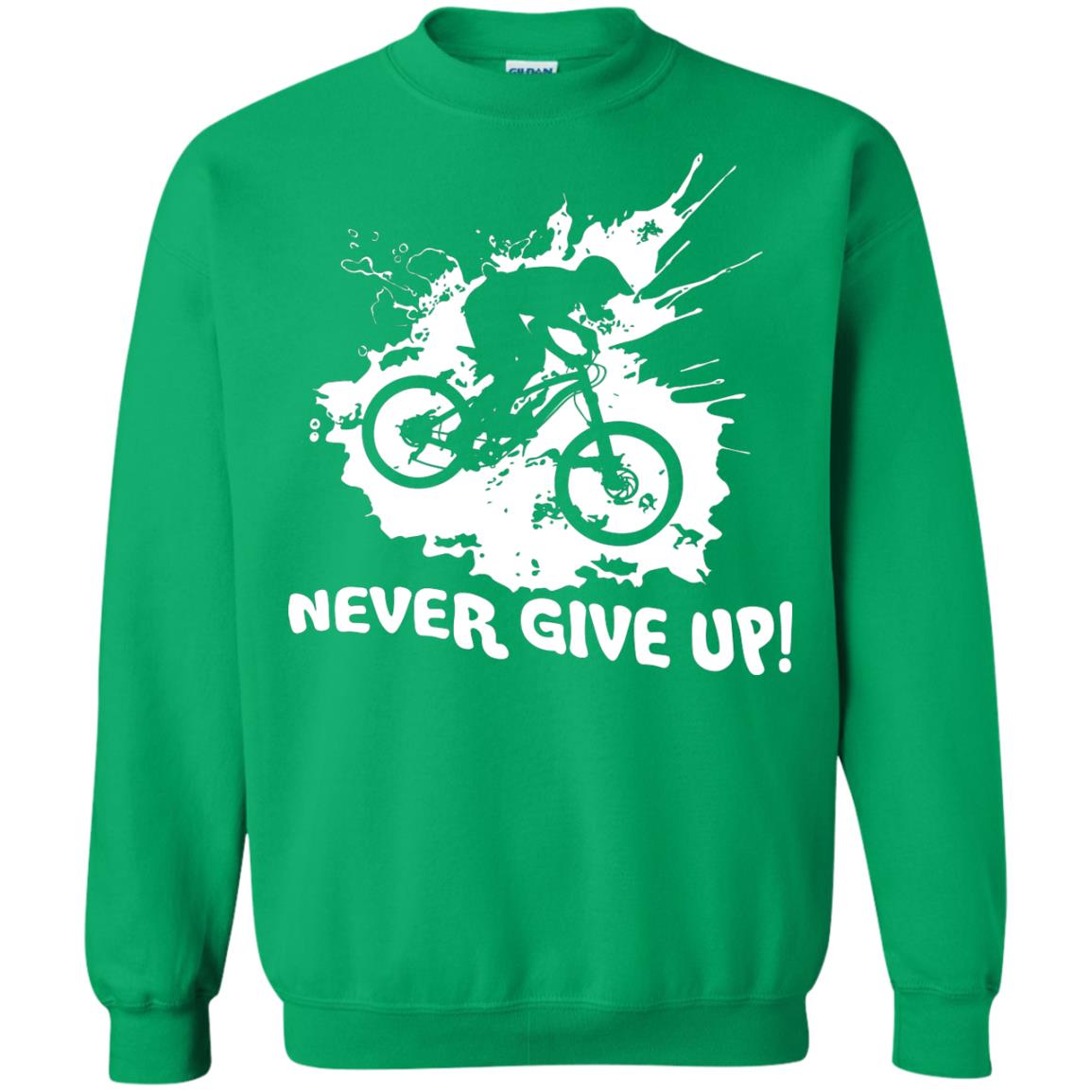 Biker T-shirt Never Give Up Irish Green