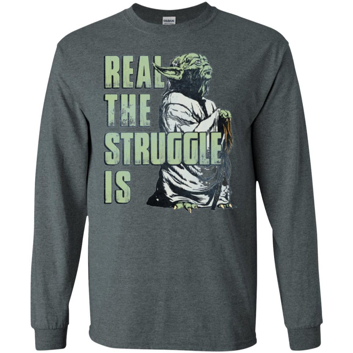 Film T-shirt Star Wars Yoda Real The Struggle Is Graphic Dark Heather