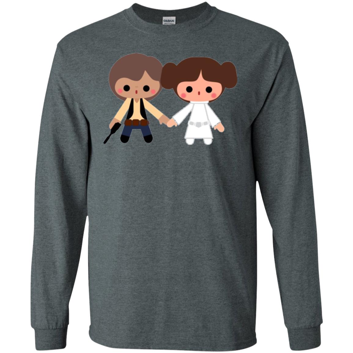 Cartoon T-shirt Han Solo Princess Leia Dark Heather