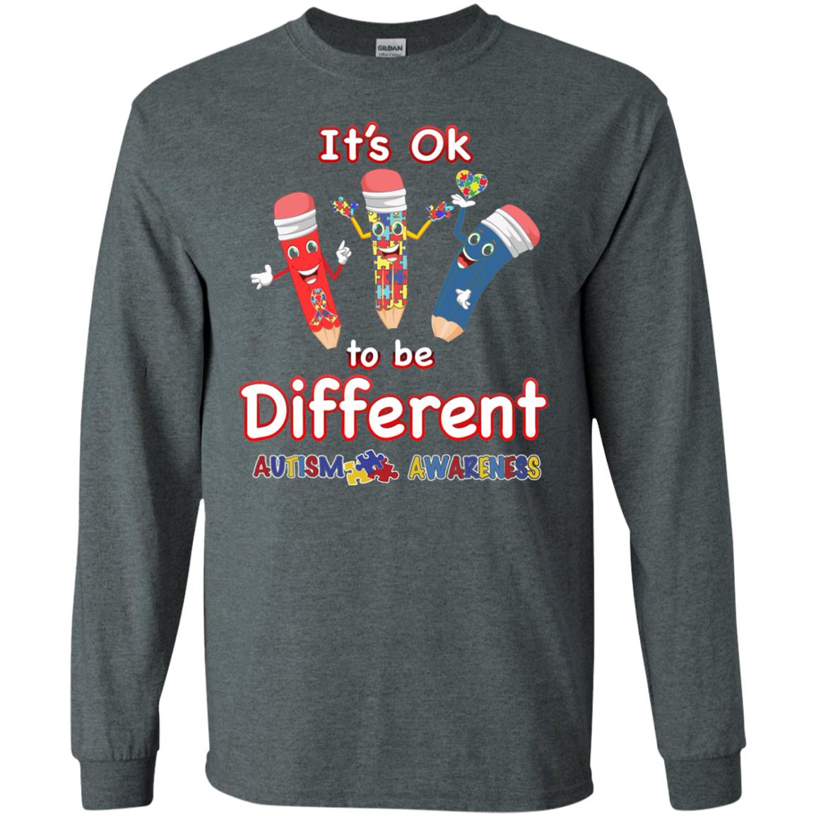 Its Ok To Be Different Autism Awareness T-shirt Dark Heather