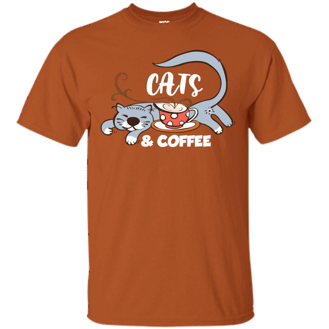 A Good Day Start With Cat And Coffee Cat Lover T-shirt Texas Orange