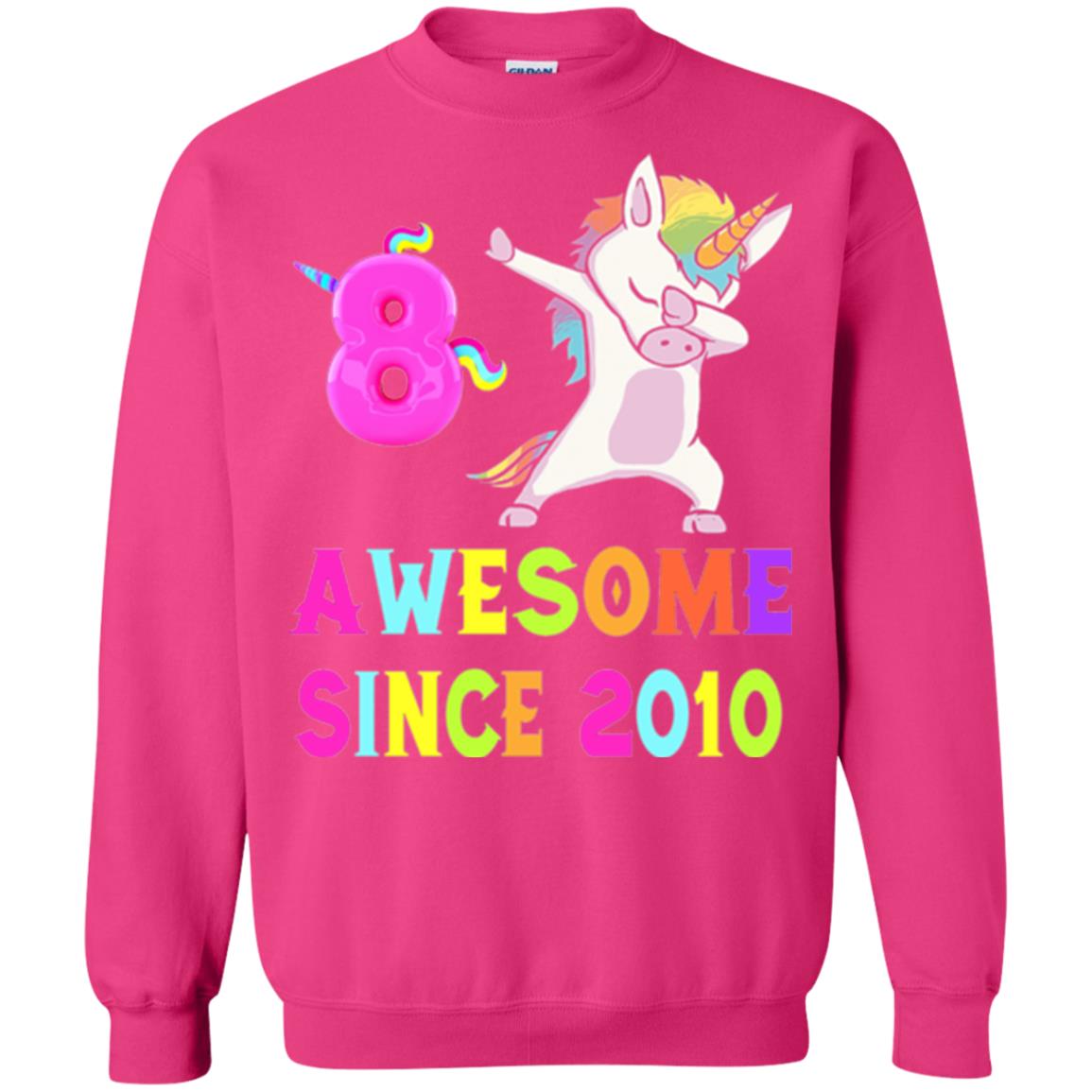 8th Birthday T-shirt Unicorn Dabbing Awesome Since 2010 Heliconia