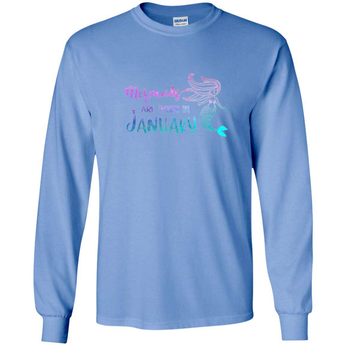 Mermaids Are Born In January Birthday T-shirt Carolina Blue