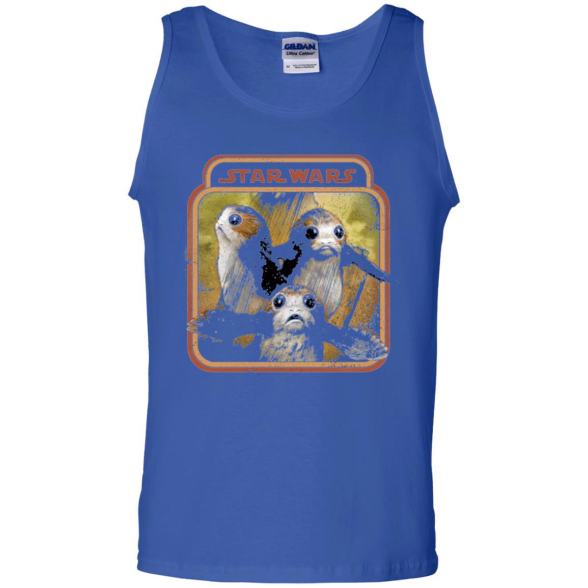 Film T-shirt Star Wars Last Jedi Porg Triplets Retro Box Graphic Royal