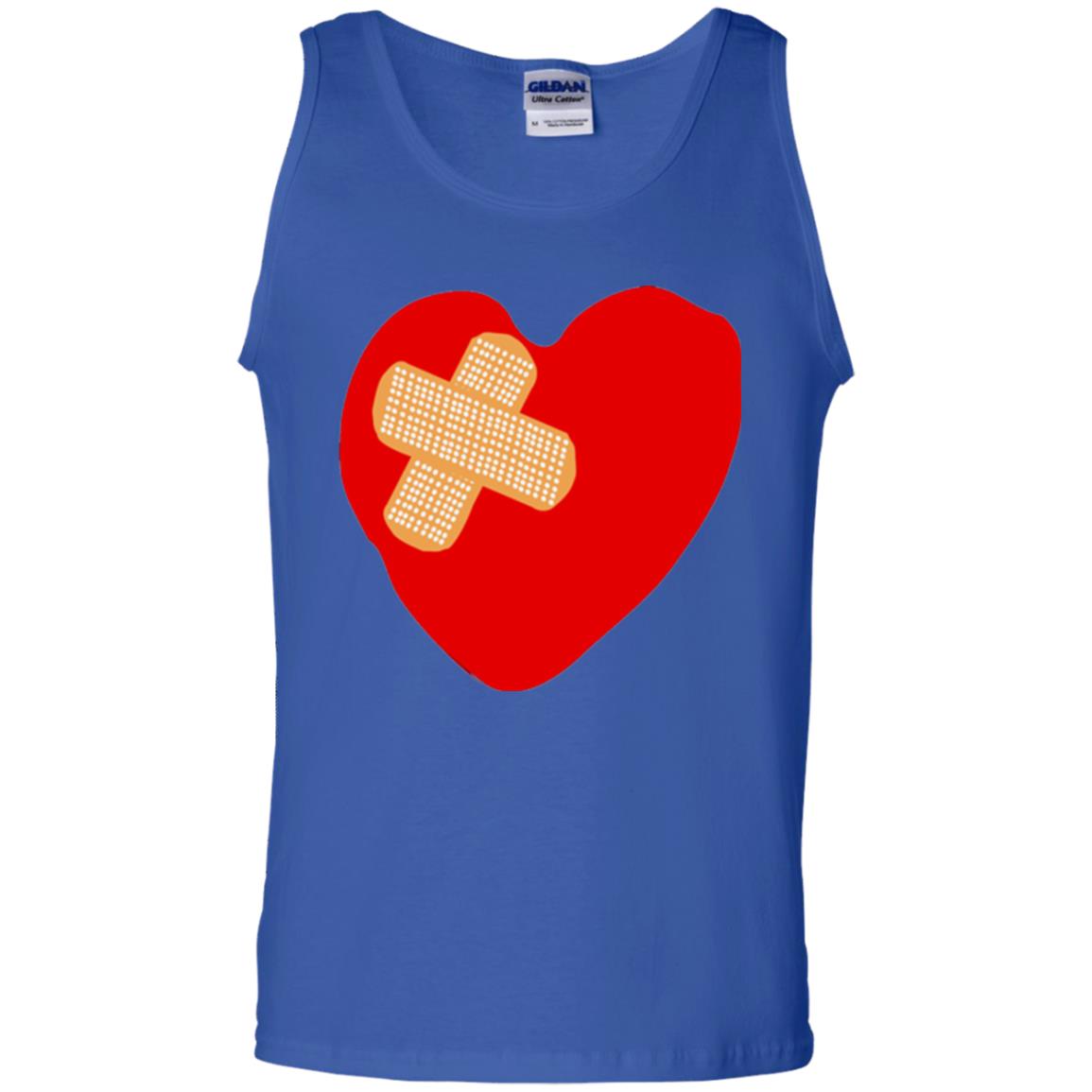 Funny Patched Up Heart Graphic T-shirt Royal