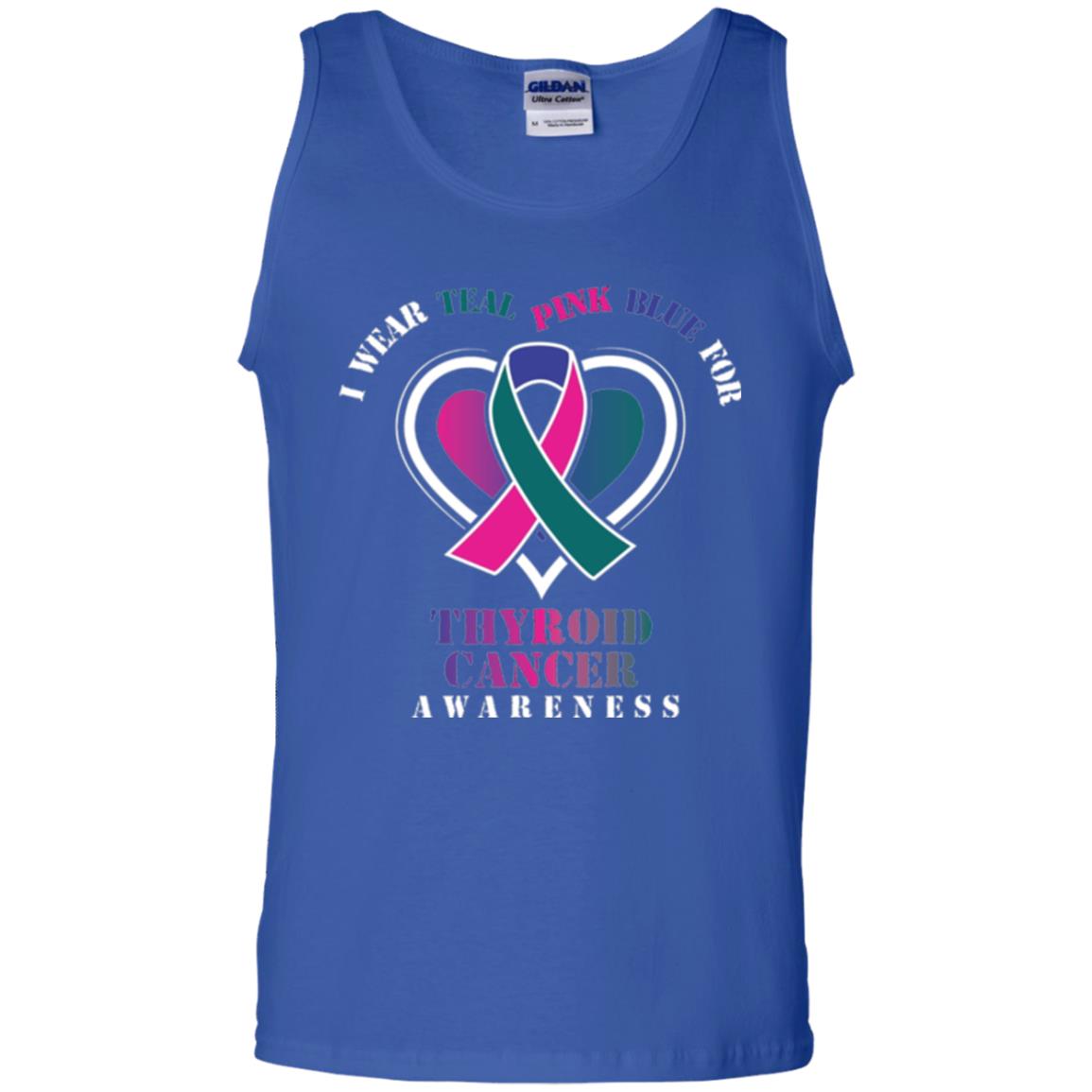 Thyroid Cancer Awareness T-shirt I Wear Teal Pink Blue For Royal