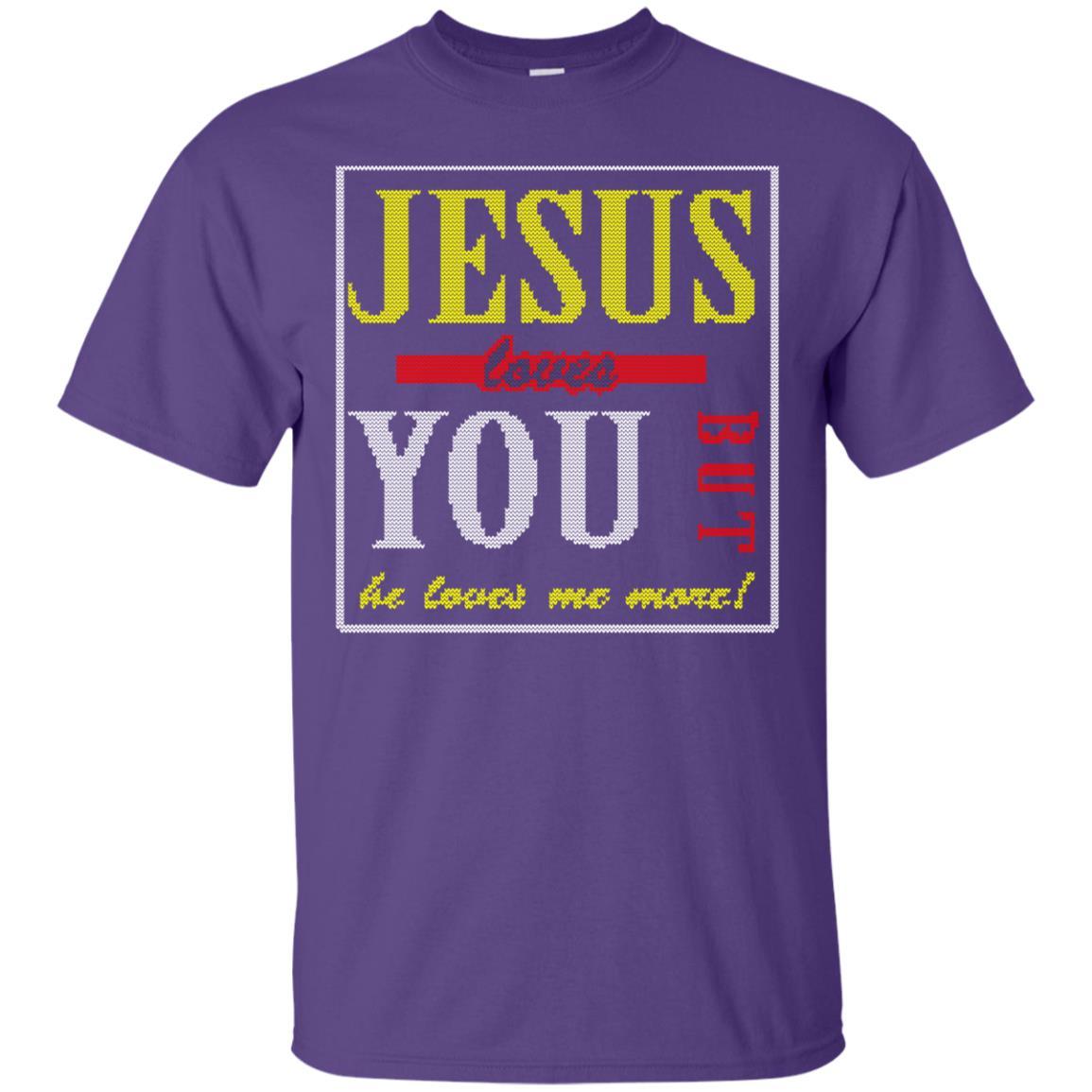 Jesus T-shirt Jesus Loves You But He Love Me More Purple