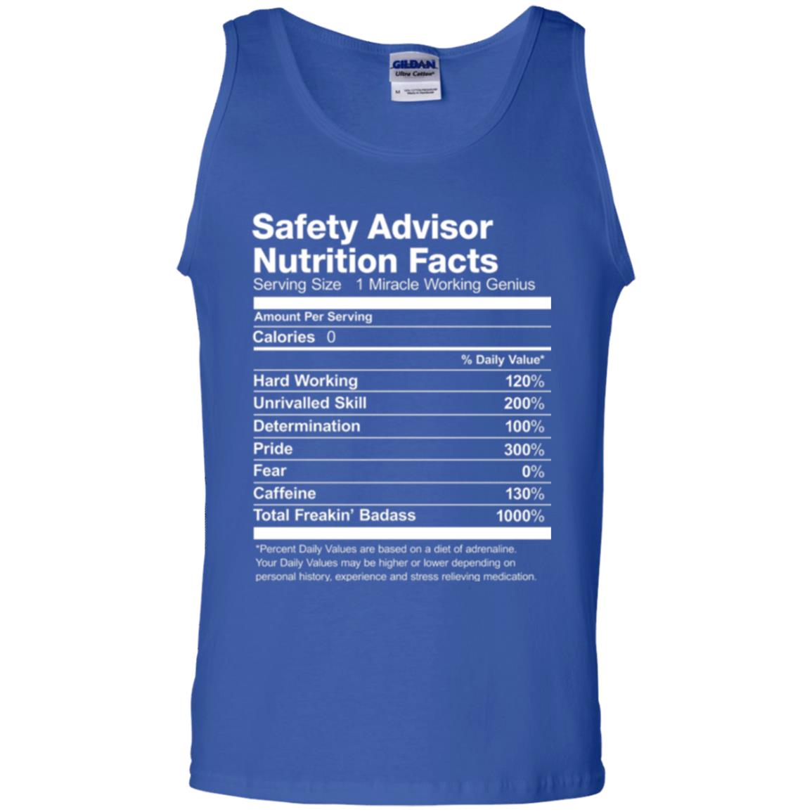 Safety Advisor Nutrition Facts Funny T-shirt Royal