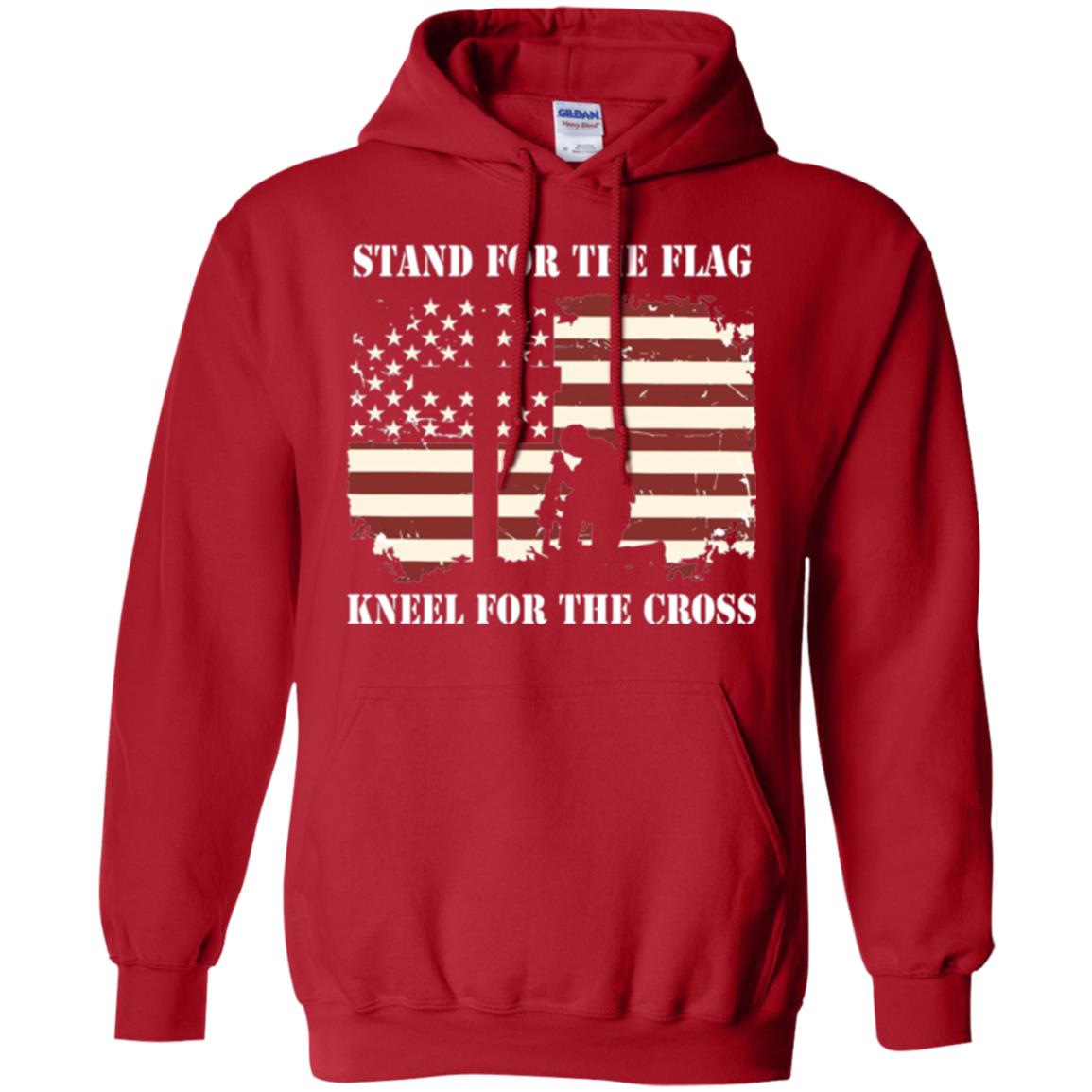 Military T-shirt Stand For The Flag Kneel For The Cross Red