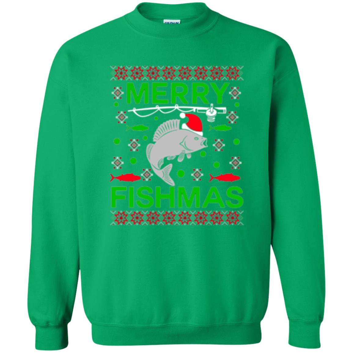 Christmas T-shirt Merry Fishmas Merry Christmas Fisherman Irish Green