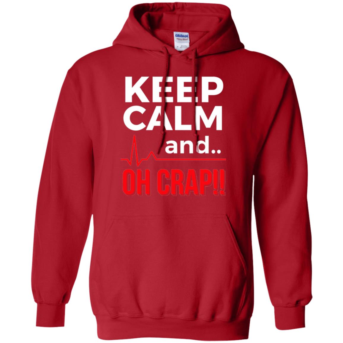 Funny Emergency Room T-shirt Keep Calm Oh Crap Flatline Red