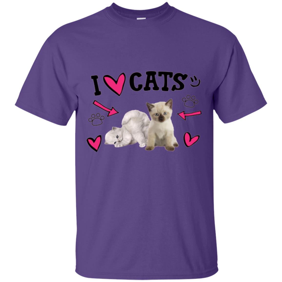 Cat Lover T-shirt I Love Cats Purple