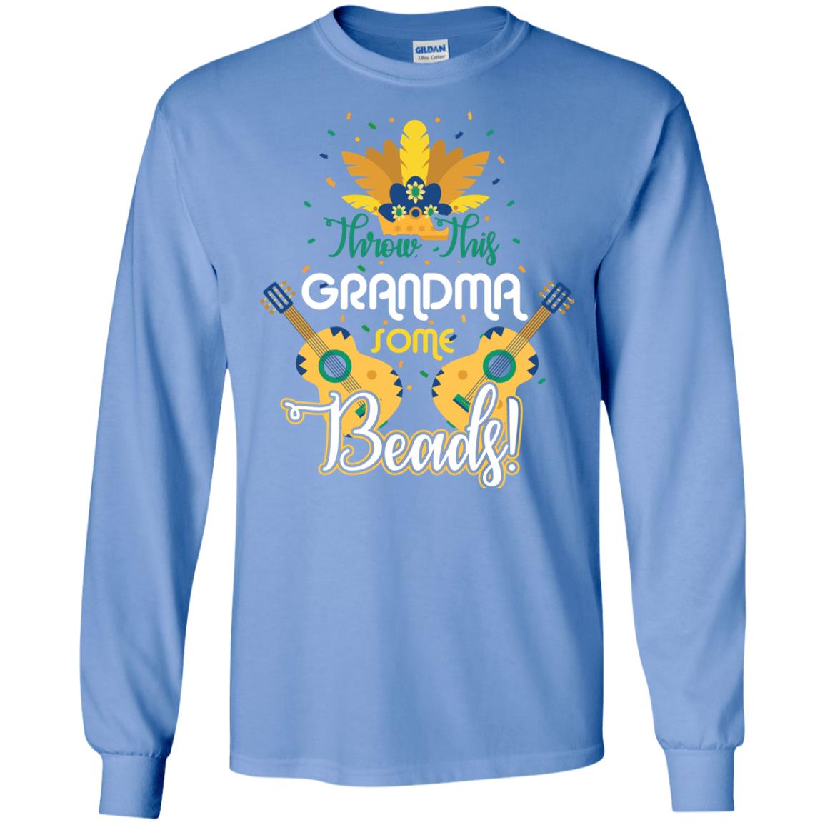 Mardi Gras T-shirt Throw This Grandma Some Beads Carolina Blue