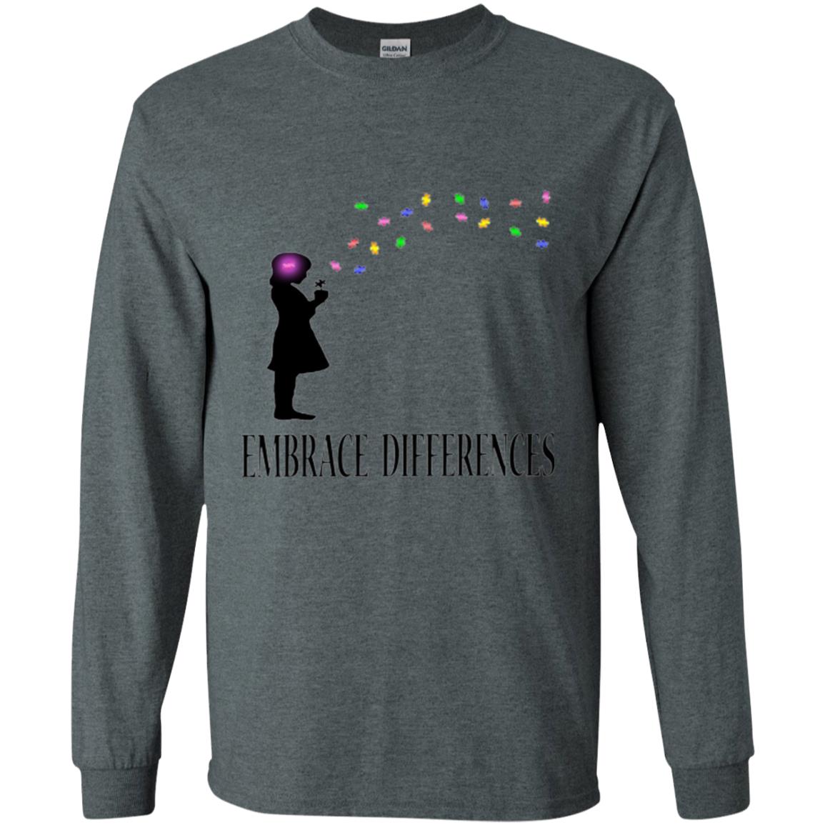 Autism Awareness T-shirt Embrace Differences T-shirt Dark Heather