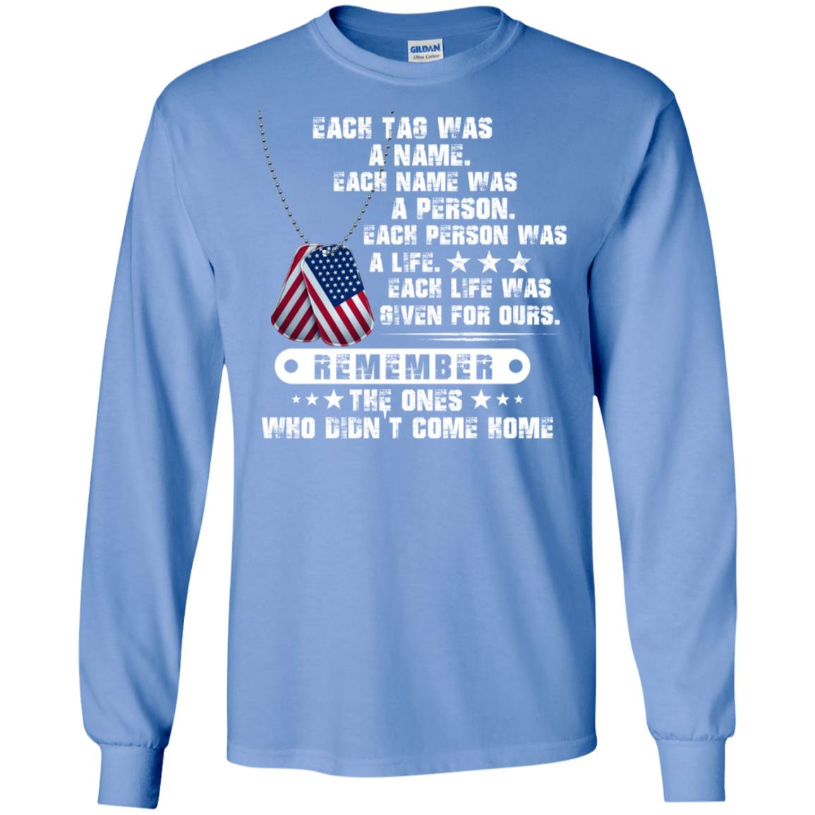 Each Tag Was A Name. Each Name Was A Person. Each Person Was A Life Shirt Carolina Blue