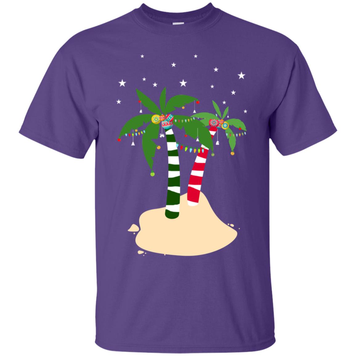 Decorated Tropical Coconut Tree Merry X-mas 2018 Gift Shirt Purple