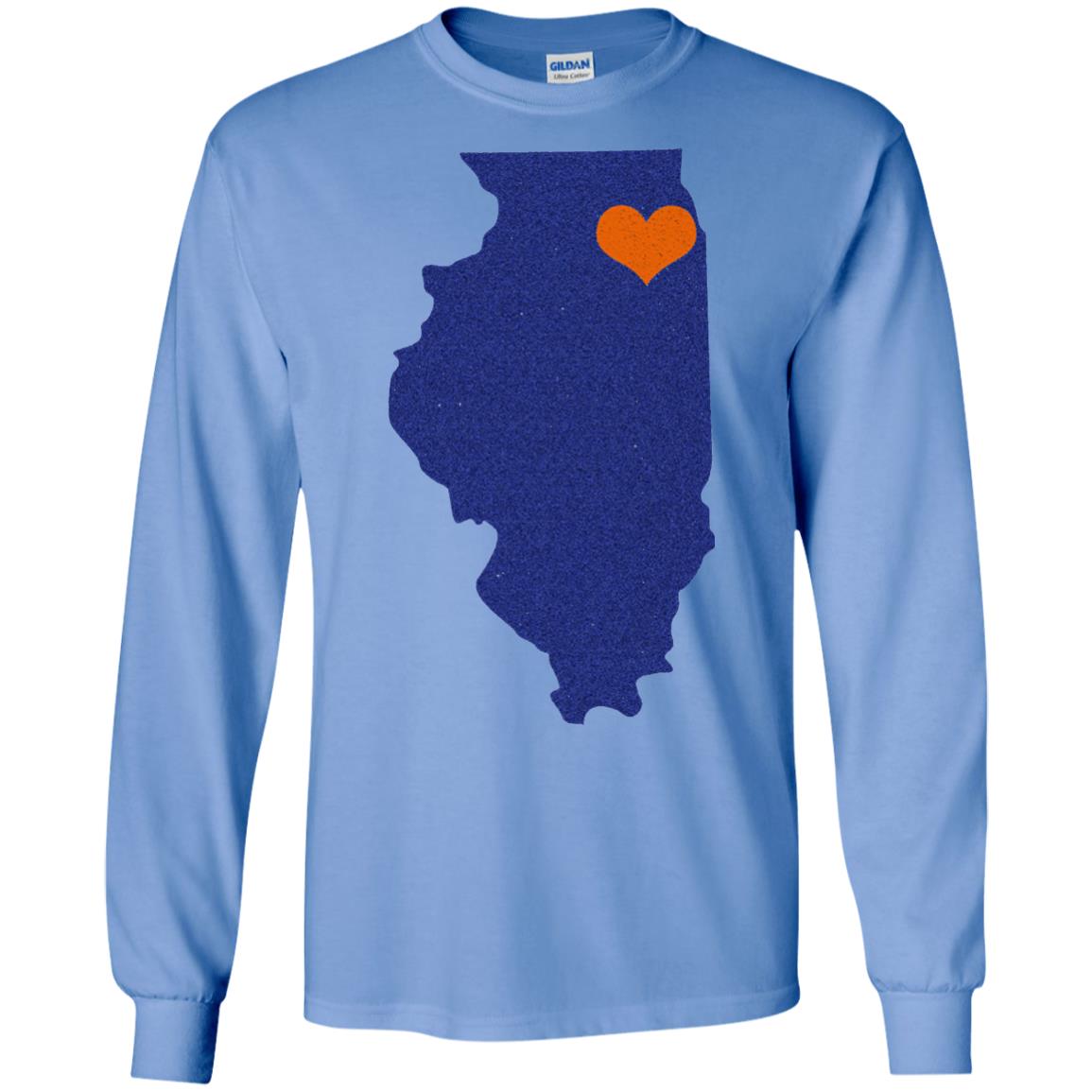 Football T-shirt Chicago Illinois Heart Carolina Blue