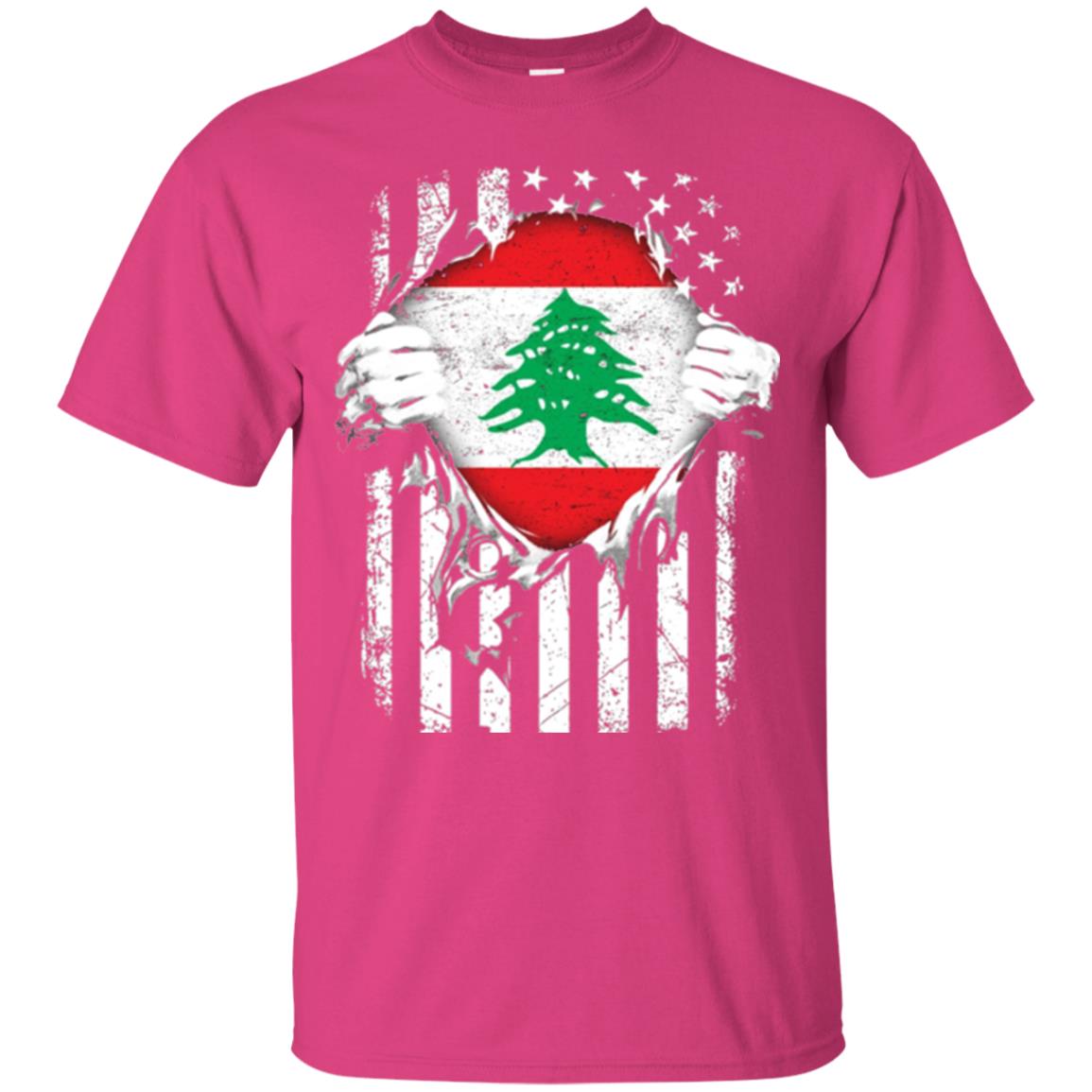 Super Lebanon Hearts American Patriot Flag Lebanese T-shirt Heliconia