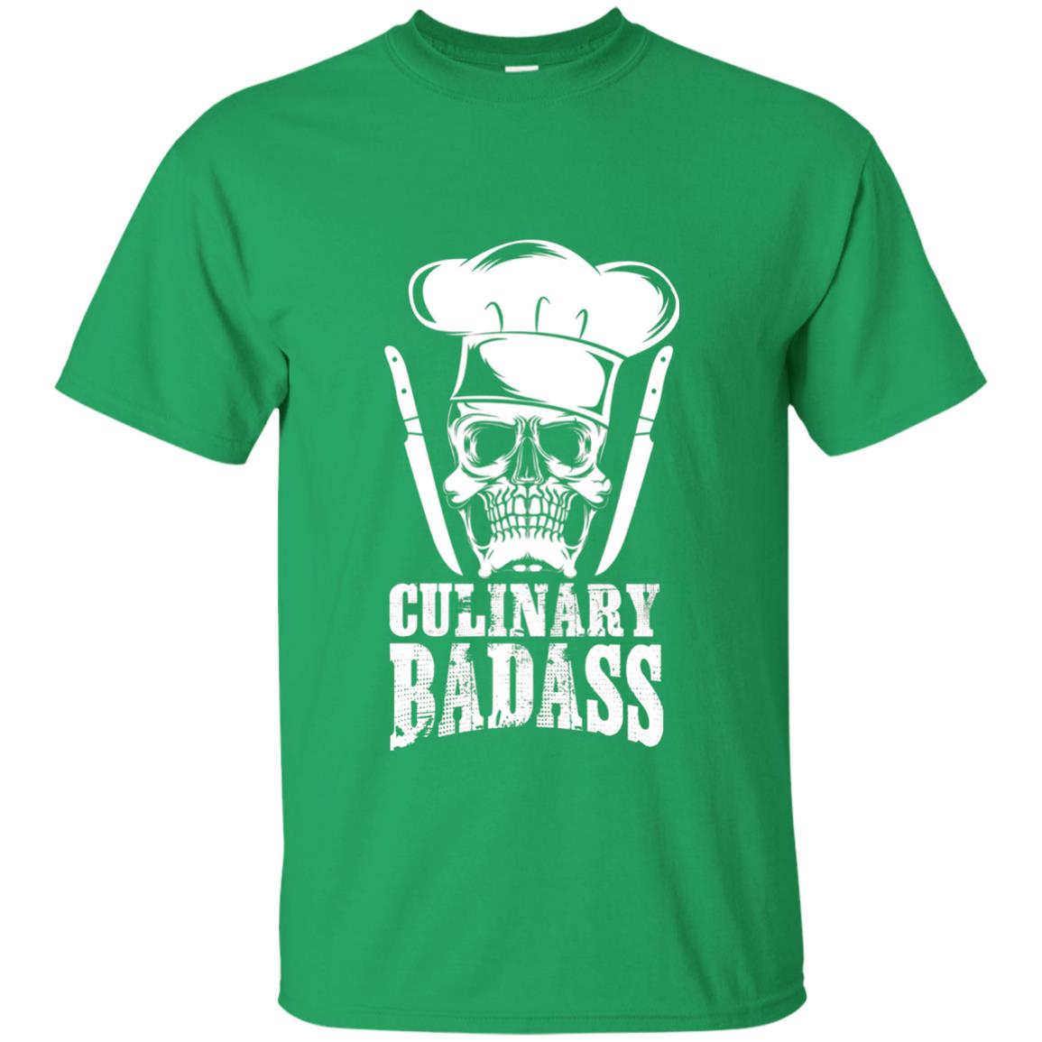 Culinary Badass Funny Chef Skull Knifes Cooking Tshirt Irish Green