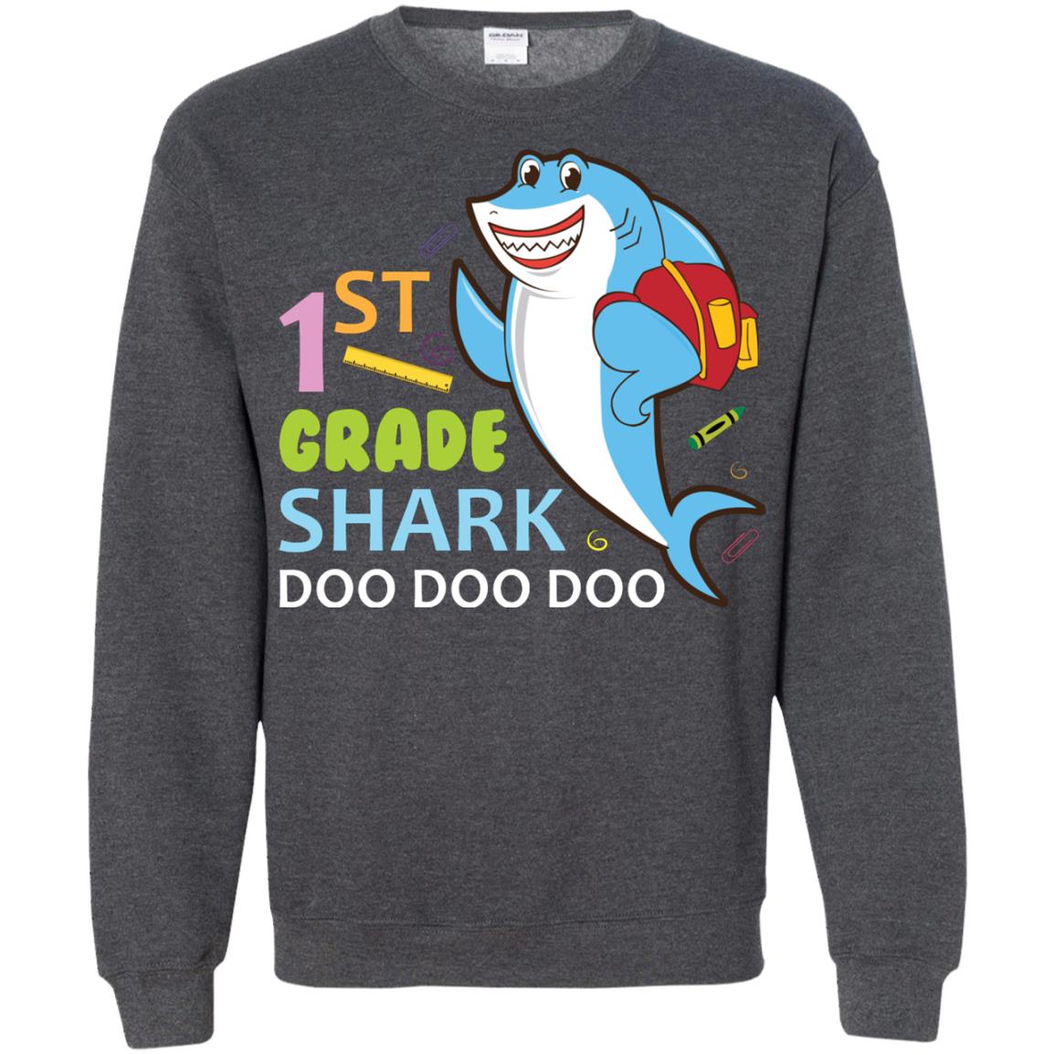 1st Grade Shark Doo Doo Doo Back To School T-shirt Dark Heather
