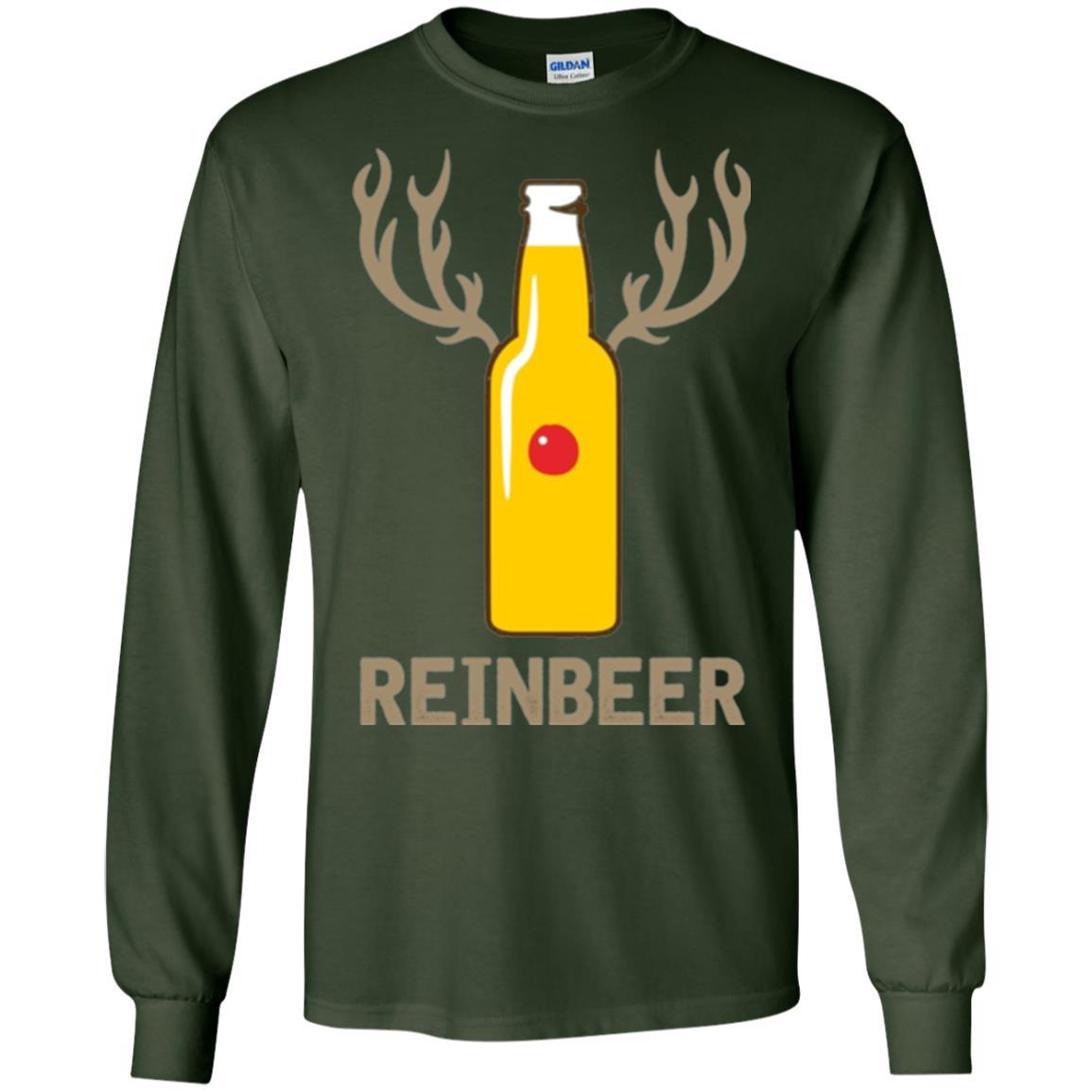 Christmas T-shirt Reinbeer Bottle Drinking Forest Green