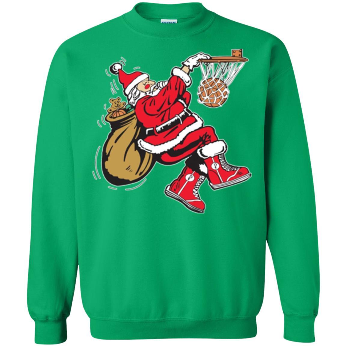 Christmas T-shirt Basketball Santa Claus Irish Green