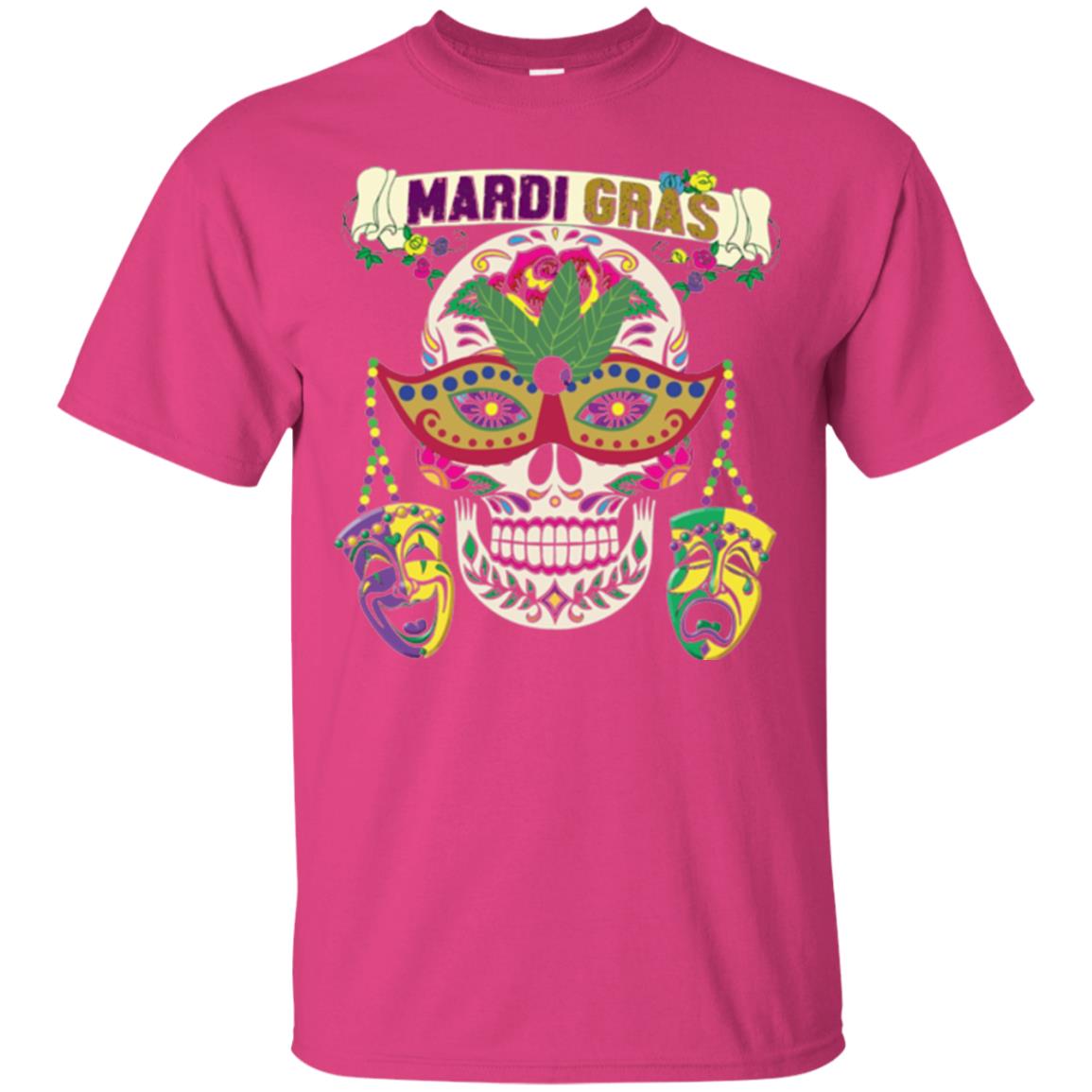 Mardi Gras Skull T-shirt Heliconia