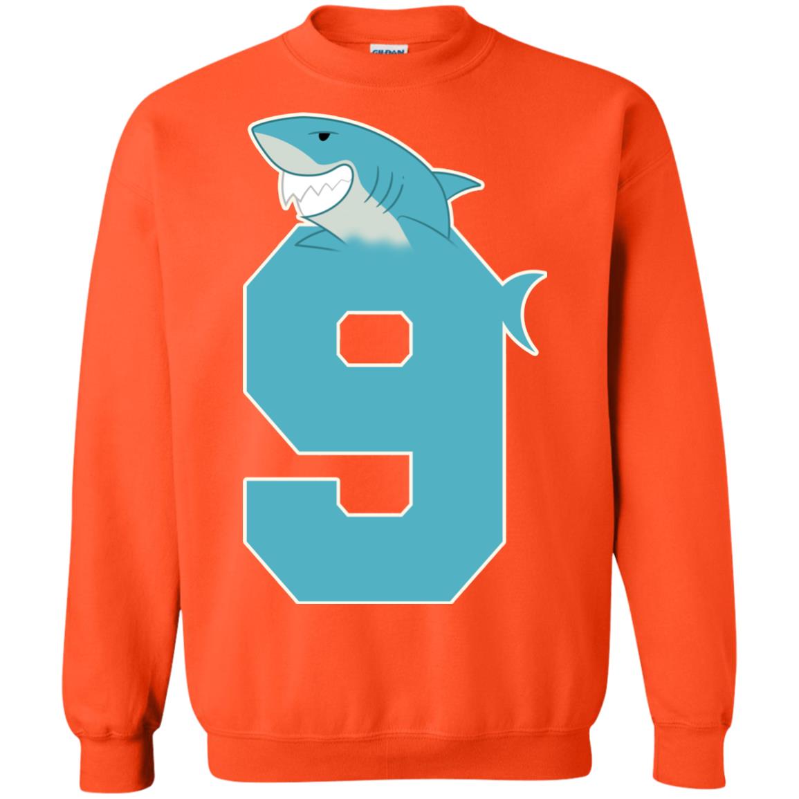 9th Birthday Shark Party Shirt Orange