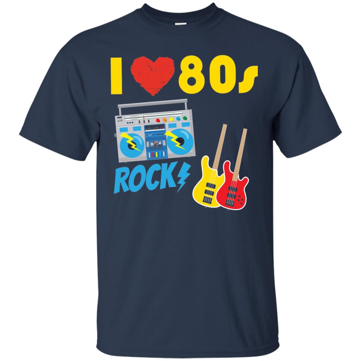 I Love The 80s Rock Eighties Shirt Navy