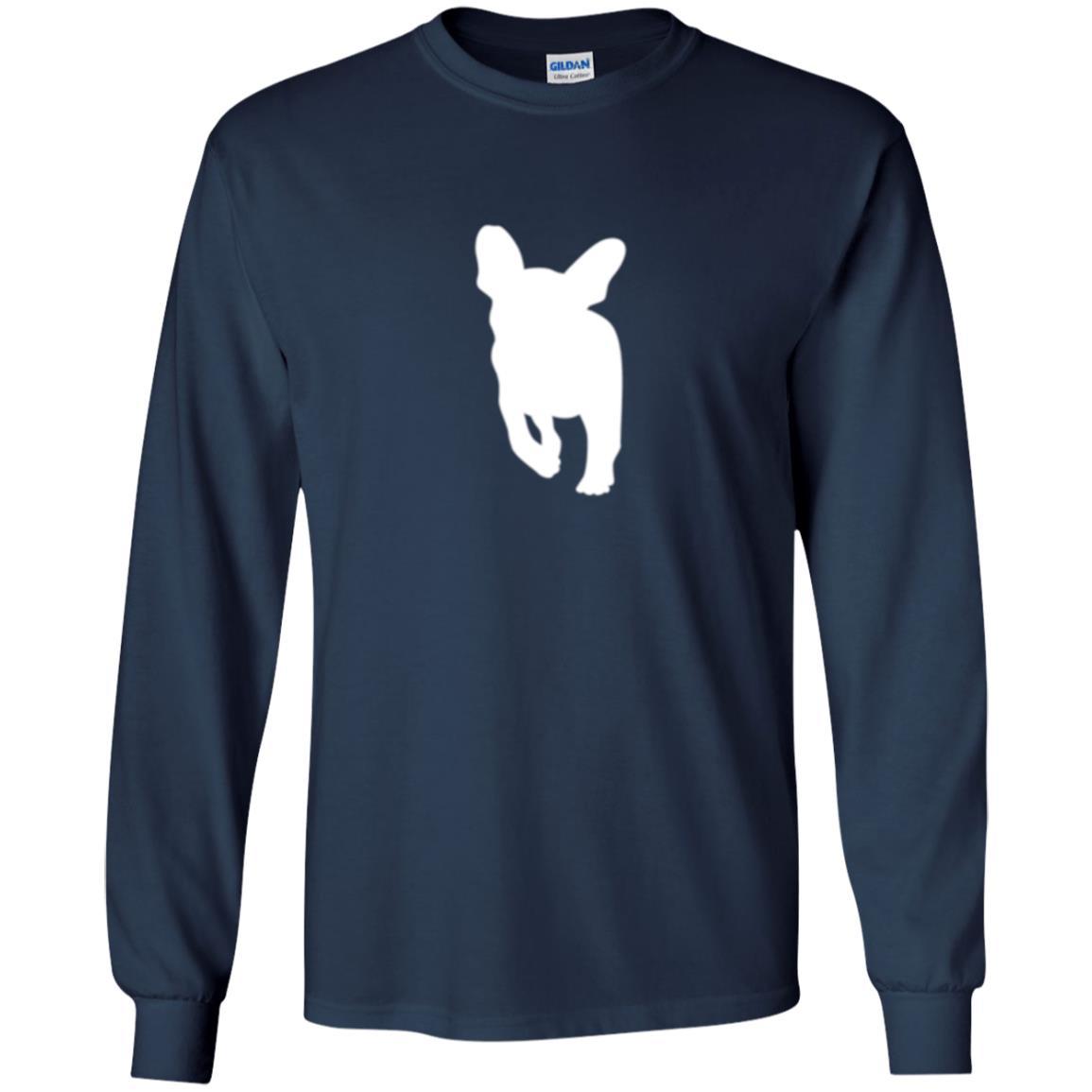 French Bulldog T-shirt White Silhouette Of Puppy Navy
