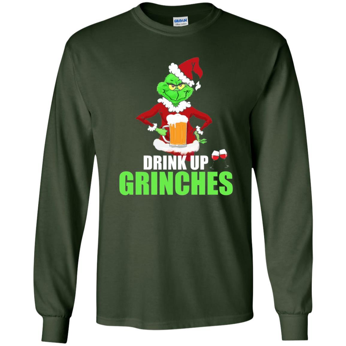 Christmas T-shirt Drink Up Grinches Forest Green