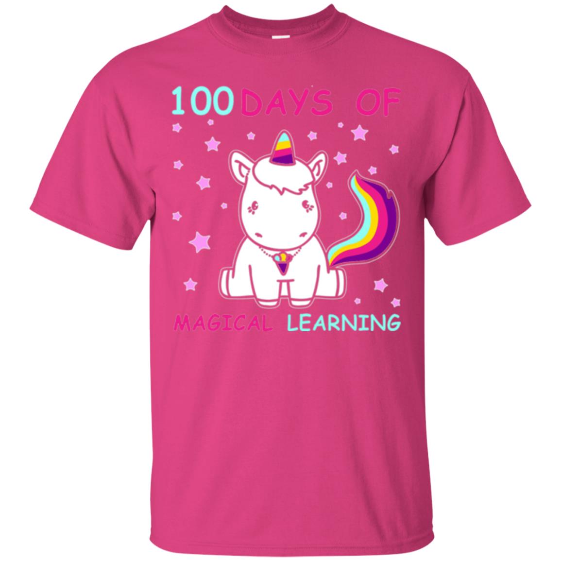 Unicorn Lover T-shirt 100 Days Of Mgical Learning Heliconia