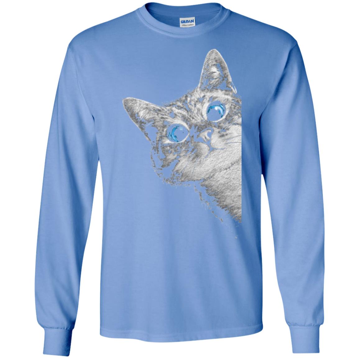 Cat Lovers T-shirt Cute Face Carolina Blue