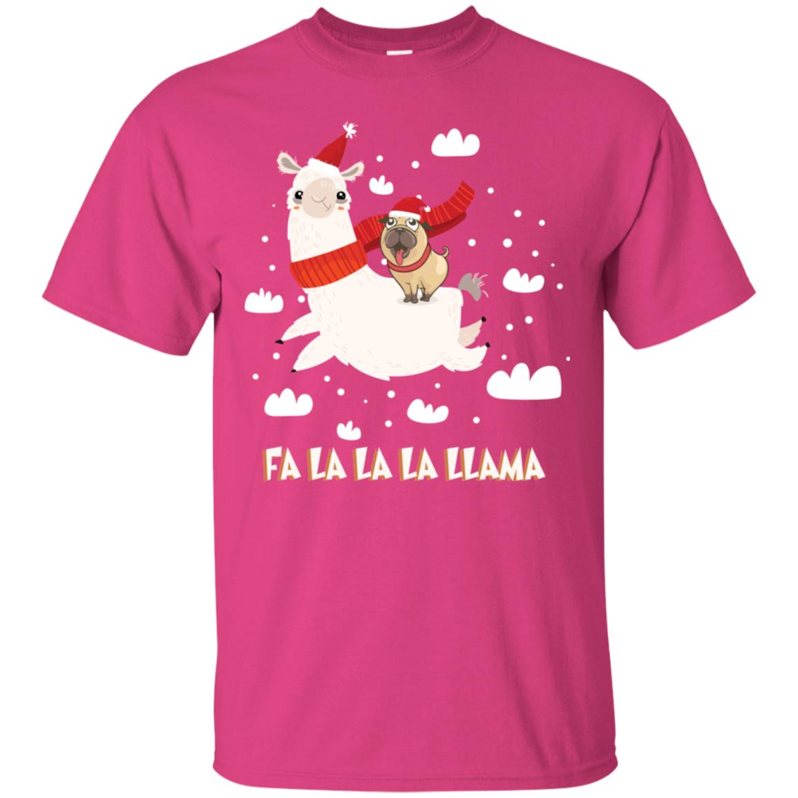 Fa La La La Llama With Pug X-mas Gift Shirt Heliconia