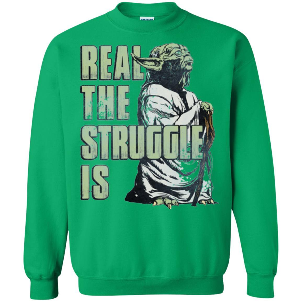 Film T-shirt Star Wars Yoda Real The Struggle Is Graphic Irish Green
