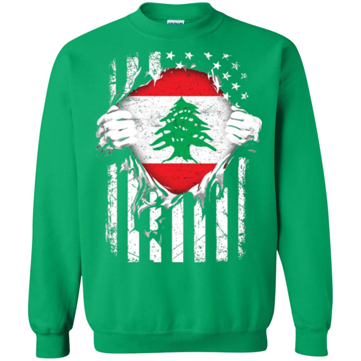 Super Lebanon Hearts American Patriot Flag Lebanese T-shirt Irish Green